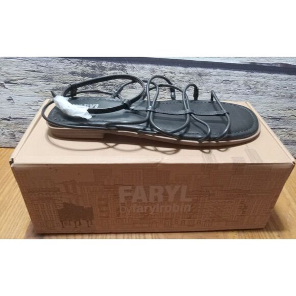 FARYL by Farylrobin Calli Black Strappy Sandals Size 9.5M Buckle Closure - Picture 3 of 3